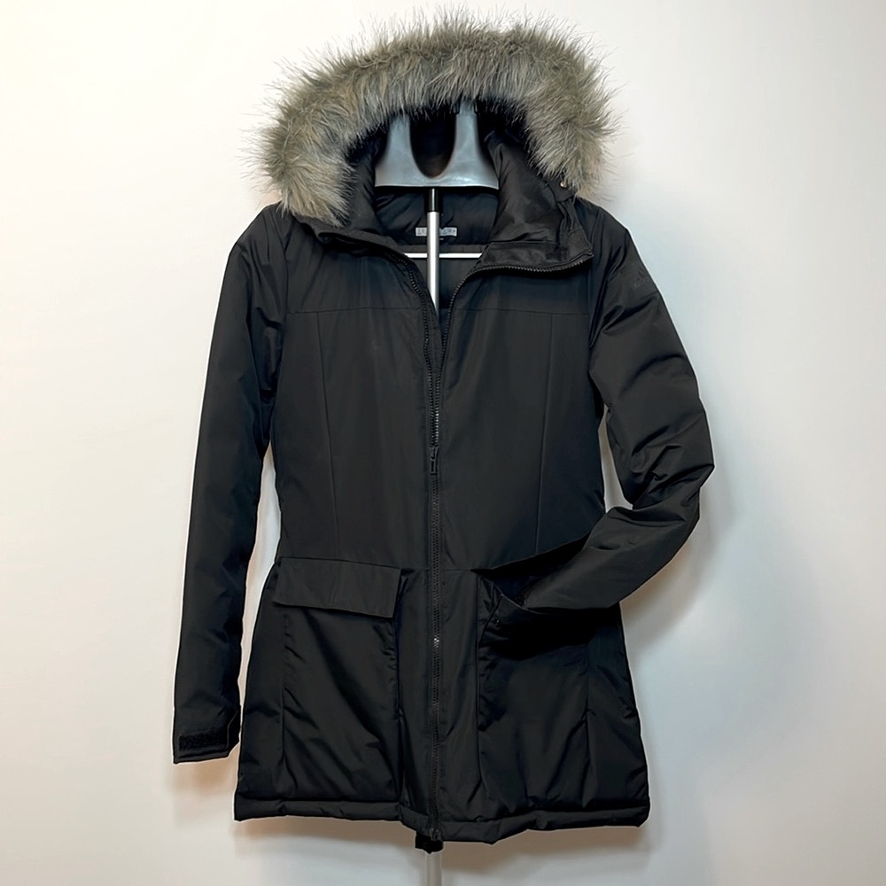 Adidas hooded parka with removable fur
